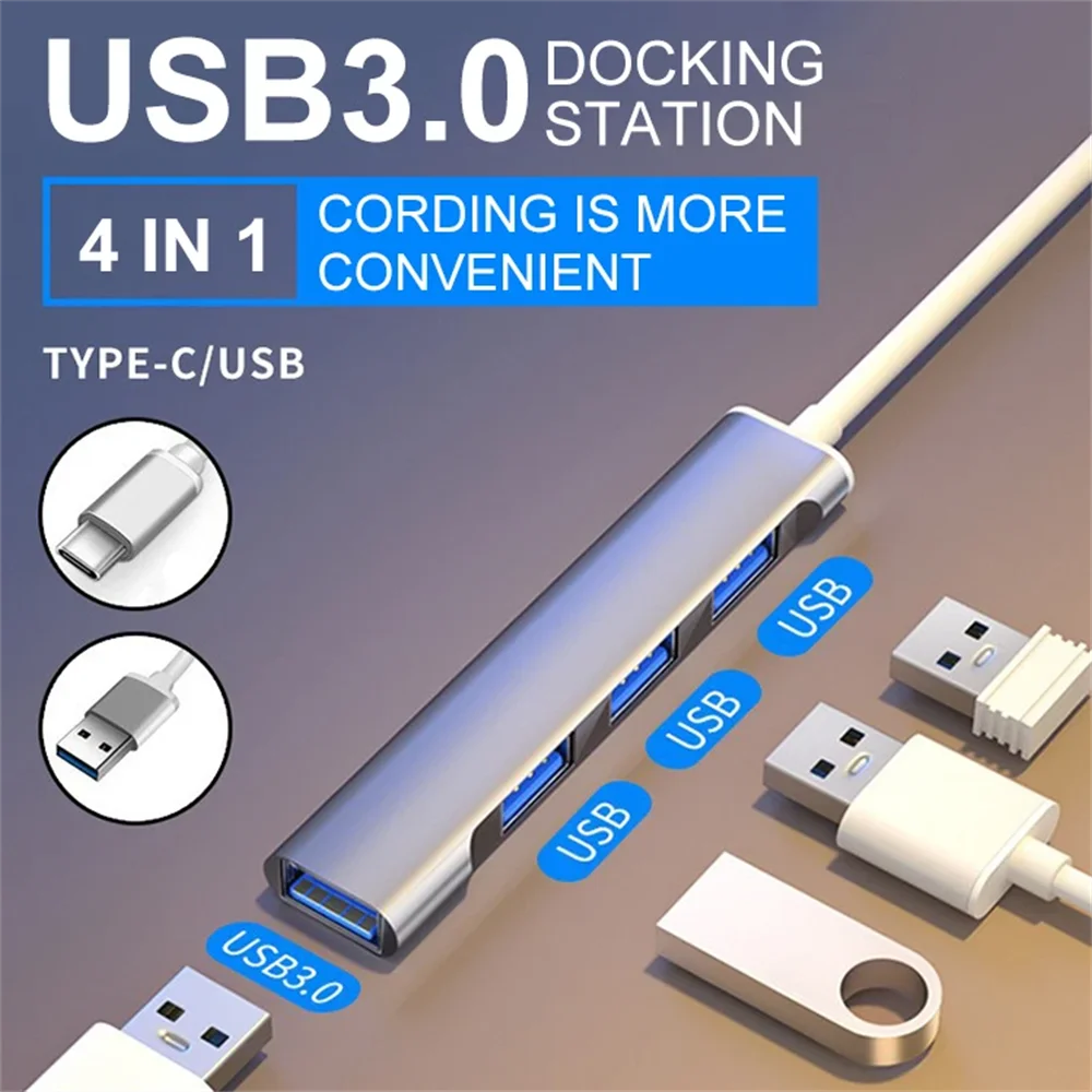 4 in 1 USB 3.0 Hub OTG Splitter Adapter Mobile Phone Laptop Accessories Type C Multi-Distributor Adapter For Macbook PC Computer