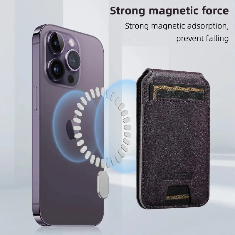 MagSafe Magnetic Leather Card Wallet Case for iPhone 11–15 Pro Max