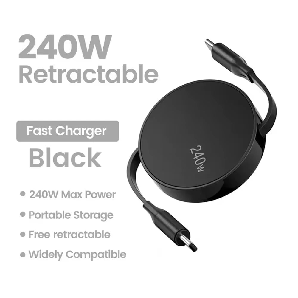 Retractable Fast Charging Type-C Data Cable Mobile