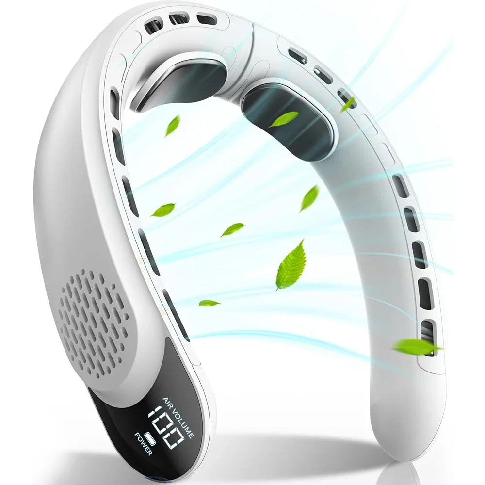 4000mAh Bladeless Portable Neck Fan 3 Gears Adjustable Super Multi-Function Digital Display Rechargable Neck Fan for Outdoor
