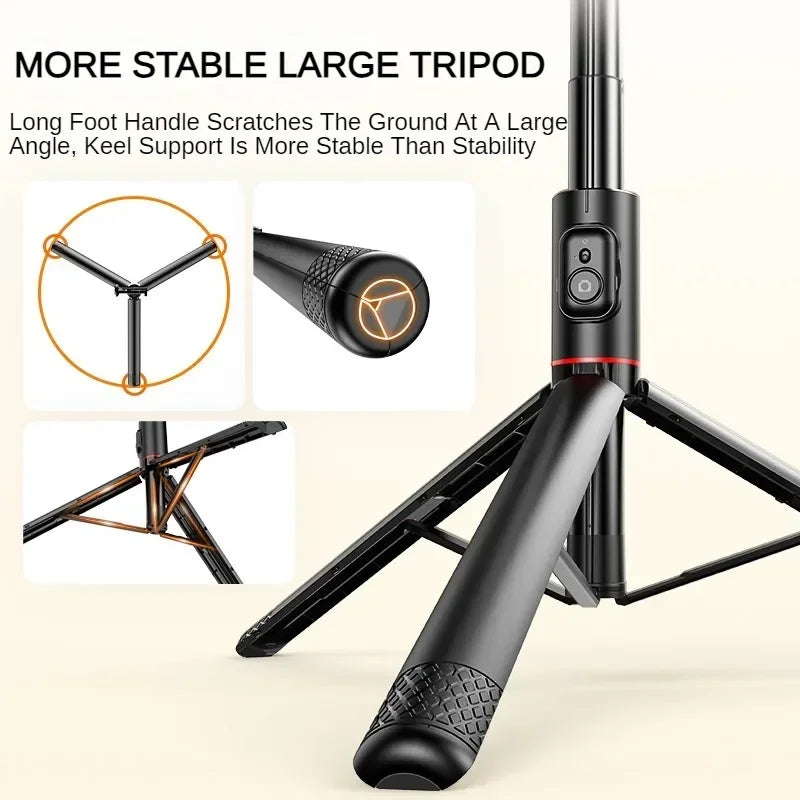 Selfie Stick 1.83m Aluminum Alloy Telescopic Stick Tripod with Bluetooth Remote for Smartphones Video Recording Live Streaming