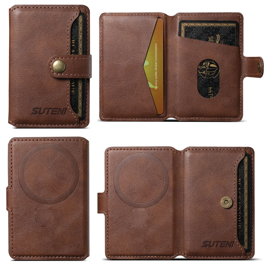 Magsafe Magnetic Card Holder for iPhone 15 14 13 12 11 Pro Max Plus Mini Mobile Bank ID Card Holder leather