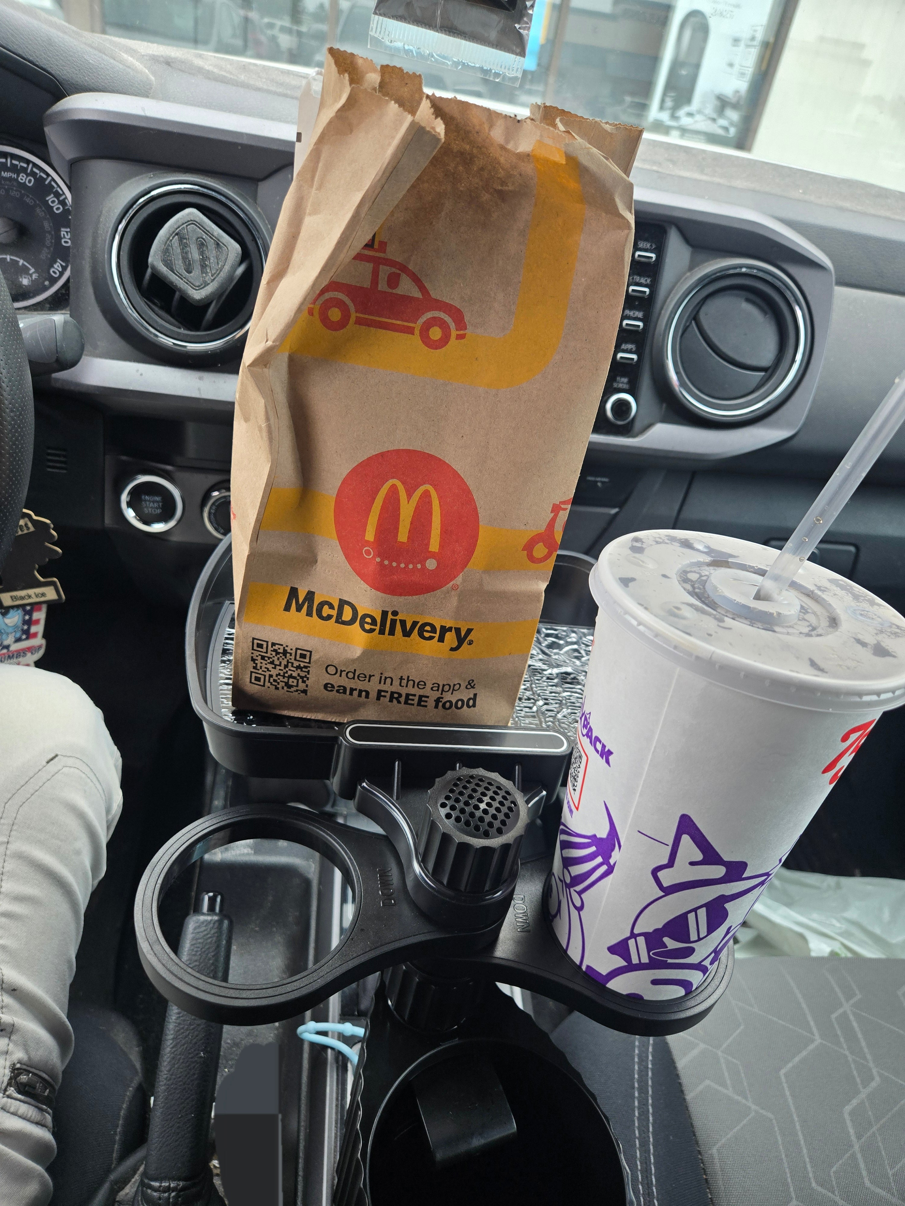Car Cup Holder Expander Tray with Detachable cup.